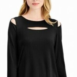 NWT Alfani Cutout 3/4 Sleeve Mocha Large Blouse